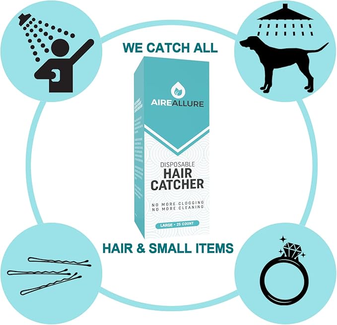 25 Pack, Hair Catcher for Bathroom Sink or Bathtub, White, Large