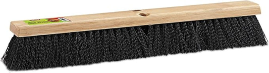 Black Indoor Push Broom Head – Heavy Duty Hardwood Block – Polypropylene Bristles – Deck Scrub Brush – Two Threaded Handle Holes for Better Assist (36")