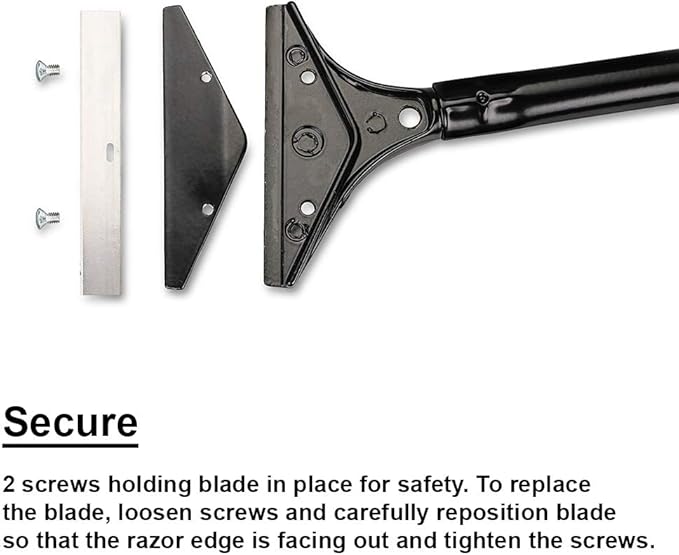 Razor Blade Scraper, 4-inch Heavy Duty Long-Handle Scraper for Wallpaper, Paint, Floor, Tile and Windows, Rubber Grip, Made in USA
