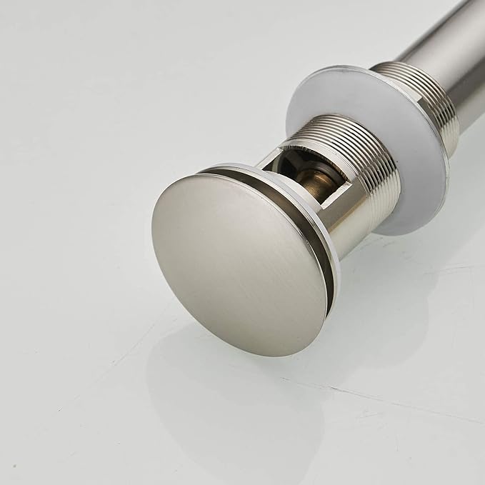 BWE Bathroom Sink Drain Bathroom Faucet Vessel Vanity Sink Drain Stopper with Overflow Brushed Nickel Fits Bathroom Standard Sink Hole 1-1/2" to 1-3/4"