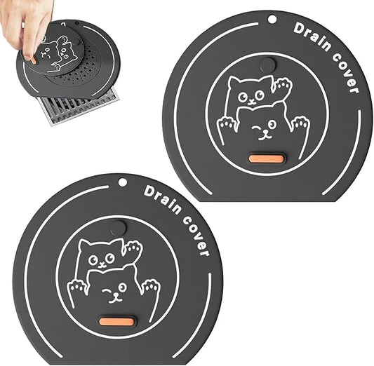 2-in-1 Shower Drain Hair Catcher & Bathtub Drain Cover, Odor-Proof Silicone Hair Stopper for Bathroom, Tub, Sink, Kitchen, Laundry - Prevents Clogs and Unpleasant Smells (2, Grey)