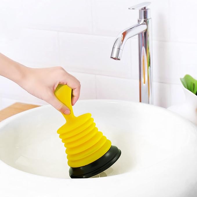 Meadow Lane Small 7" Sink Plunger - Mini Clog Remover for Kitchen & Bathroom Sink Drains - Hand Ergonomic, Space-Saving & Powerful Suction - Universal Fit for Home or Commercial Use, Yellow, 2-Pack