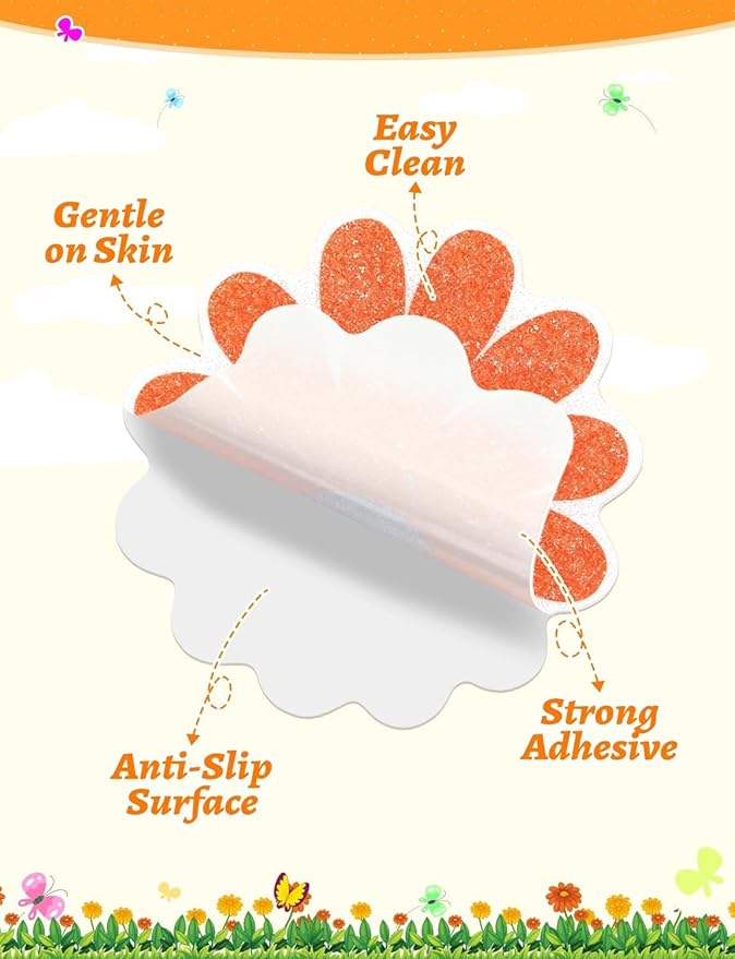 26Pcs Non Slip Bathtub Stickers, Colorful Flower Stickers with Scraper, Anti Slip Bath Tub Shower Decal with Adhesive Back for Bathroom, Shower Stairs