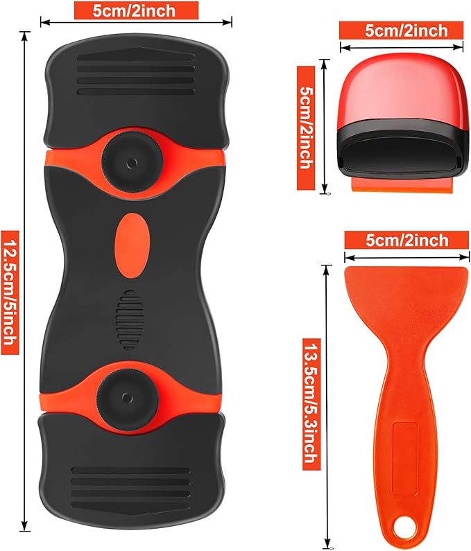 Tallew 9 Pcs Plastic Scraper Tool Sticker Plastic Razor Blade Scraper Plastic Pick Plastic Non Scratch Tool Putty Knife for Window Floor Label Removal Paint Cleaning(Orange)