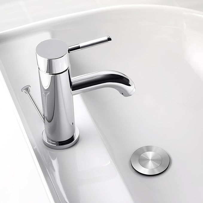 Pop-up Sink Drain Stopper with Lift Rod - Universal Bathroom Sink Drain Kit for Lavatory & Vanity Sink with Overflow, Fit Most US Drains (Brushed Nickel)