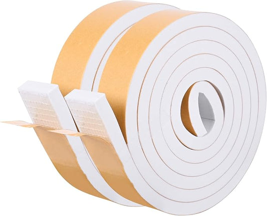 Self Adhesive Foam Tape Weatherstrip 1in x 3/8in x 20Ft High Density Foam Insulation Strips Foam Seal Weather Stripping with Strong Adhesive for Door and Window Sound Isolation Soundproofing