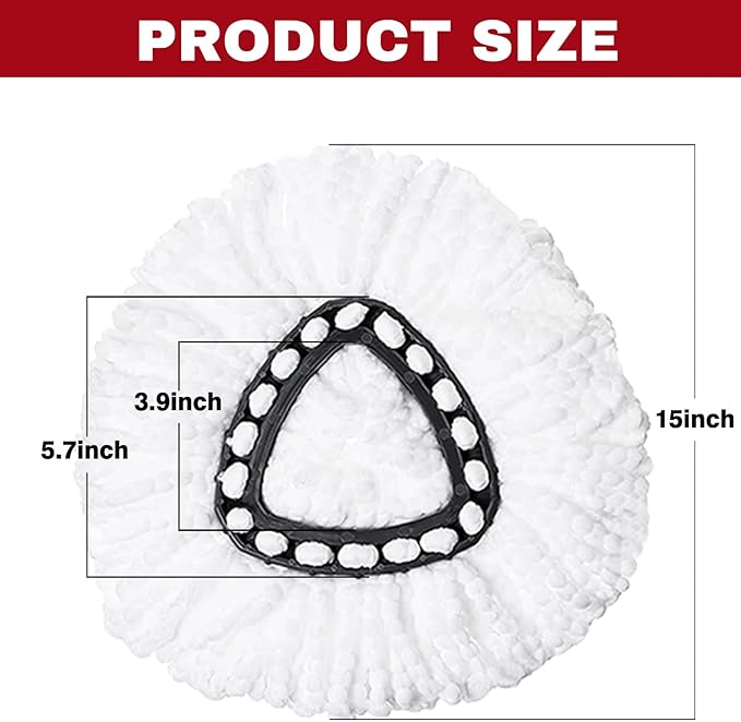 12 Pack Spin Mop Replacement Heads, Mop Replace Head Easywring 1-Tank System, Mop Head Replacement for Hardwood Floor Cleaning, Machine Washable and Easy to Replace
