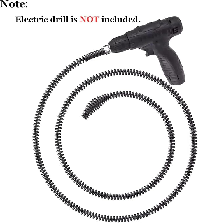 YankMooM Drain Snake for Drill 6.5Ft Drain Clog Remover with Drill Connector Flexible Drill Drain Snake Cable for Kitchen, Bathroom Sink and Toilet