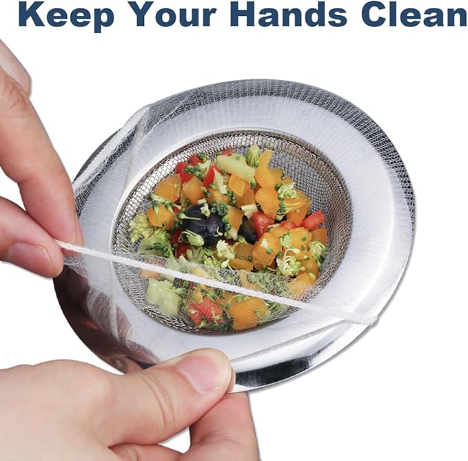 250 PCS Kitchen Disposable Mesh Sink Strainer Bag and PP Extraction Box Fits All Size Sink Strainer Elastic Anti-clogging Sink Drain Strainer Collecting Kitchen Food Waste Garbage