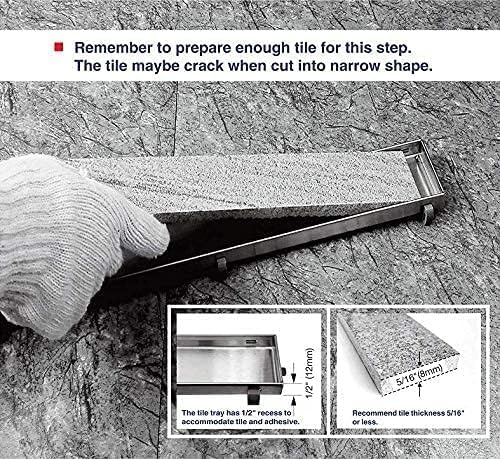 Neodrain 48-Inch Linear Shower Drain with Tile Insert Grate, Professional Brushed 304 Stainless Steel Rectangle Shower Floor Drain Manufacturer, Floor Shower Drain with Shower Drain Base