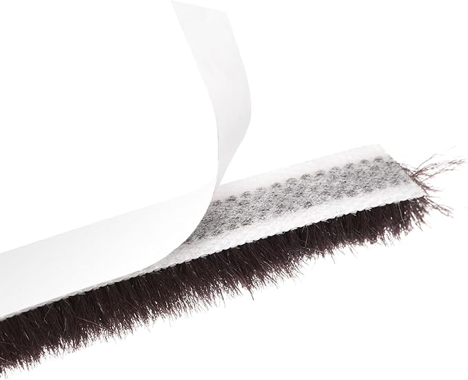 uxcell Weather Stripping Brush, 10ft L x 0.35" W x 0.35" H Self-Adhesive Seal Weatherstrip Sweep Brush Brown for Door Window