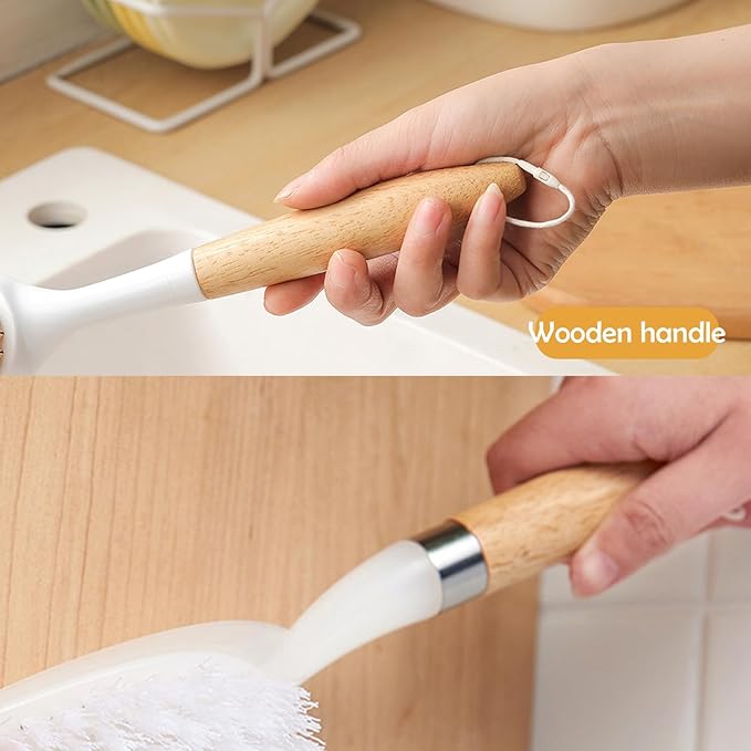 Kitchen Brush Set for Cleaning Dish, Pot, Pan, Sink and Stove, 4 Pcs 3 Kind of Different Scrubber Include 2 Pcs Crevice Brush, Great Cleaning Tools for Cook