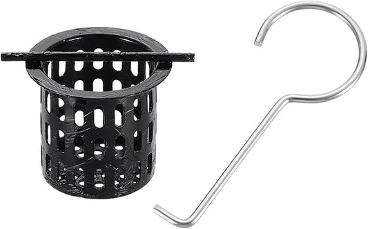uxcell 2Pcs Hair Strainer, 304 Stainless Steel Shower Drain Strainer with Lifting Hook Hair and Debris Collector Debris Filter Basket for Bathroom Kitchens, Black