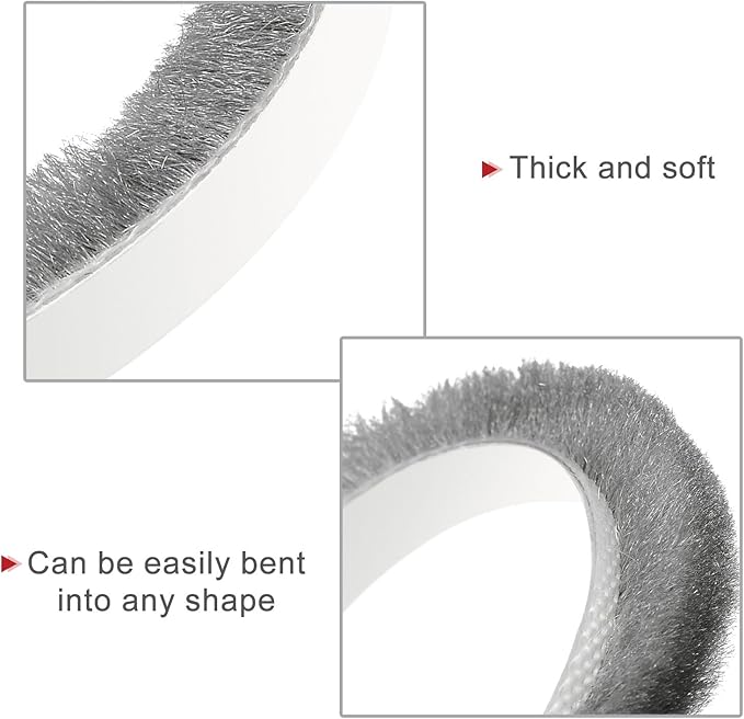 uxcell Weather Stripping Brush, 40ft L x 0.3" W x 0.3" H Self-Adhesive Seal Weatherstrip Sweep Brush Gray for Door Window