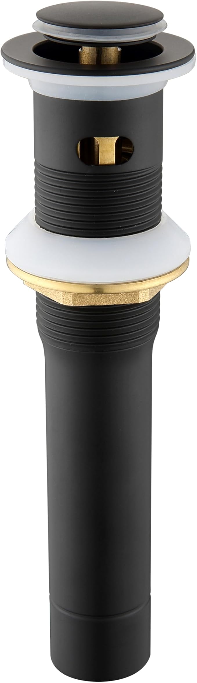 Pop up Sink Drain Stopper for Bathroom Vessel Vanity Sink Art Basin Matte Black, Small Cap with Overflow, Metal Pop-up Drain Strainer with Detachable Basket Stopper