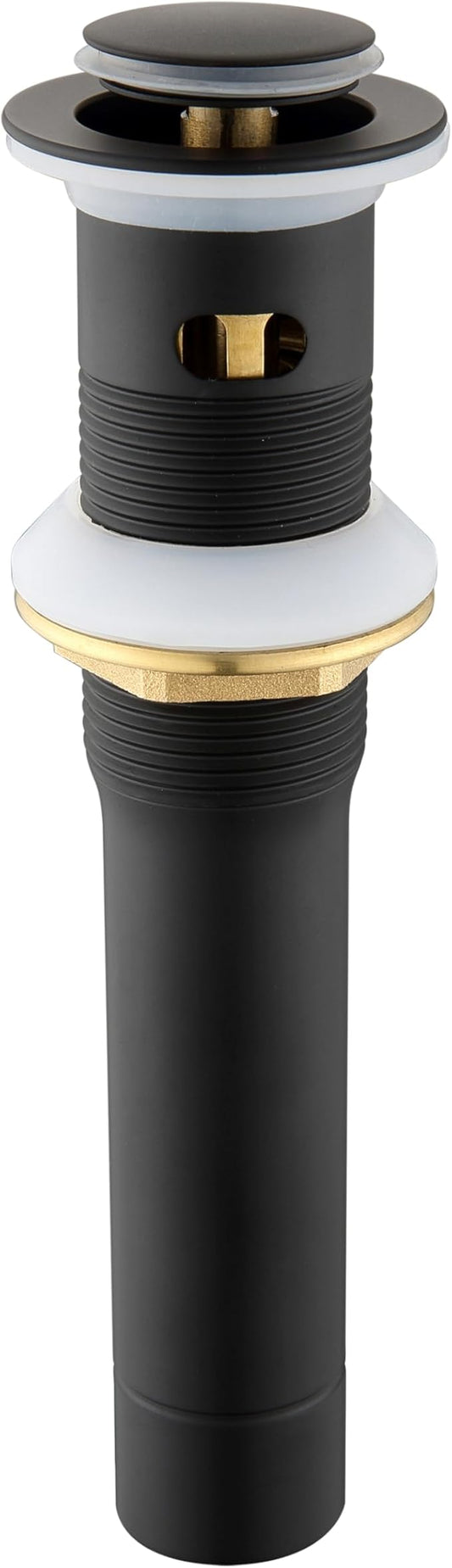 Pop up Sink Drain Stopper for Bathroom Vessel Vanity Sink Art Basin Matte Black, Small Cap with Overflow, Metal Pop-up Drain Strainer with Detachable Basket Stopper