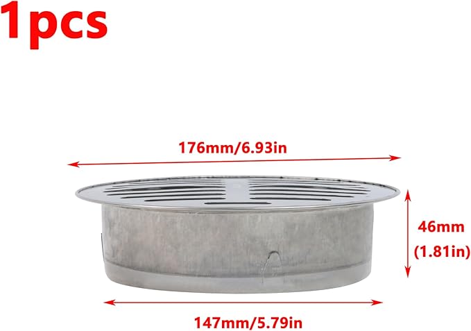 Antrader Round Floor Drain Cover,Stainless Steel Sewer Drain Cover for Outdoor Yard Pipe Roof Balcony,5.79 Inch,Silver Tone (1Pcs)