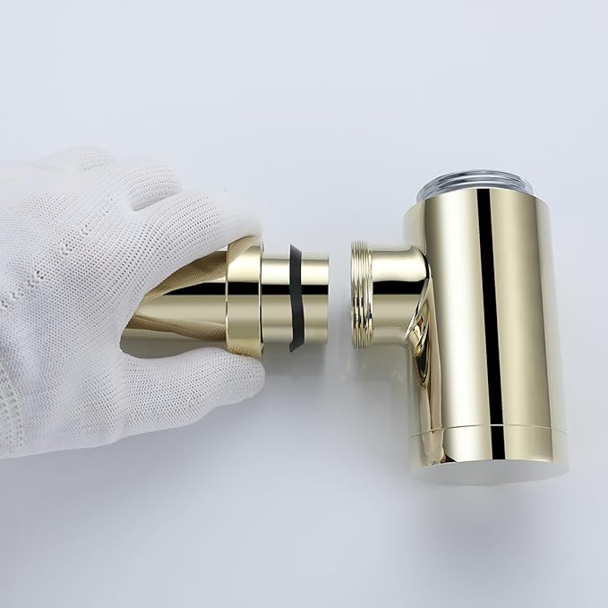 RANDOM Light Gold Polished Brass Contemporary Round Bottle P Trap 1 1/4,Basin Sink Waste Drain P Trap Kit.