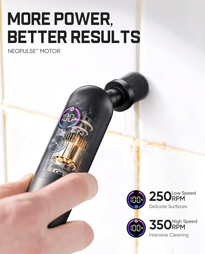 Fanttik Flip G10 Nano HomeCare Cordless Electric Spin Scrubber, 360° High-Torque Rotation, 2-Speed & 3-Angle, IPX7 Waterproof Cleaning Brush with 7 Brush Heads for Grout, Tiles, Sinks, Crevices