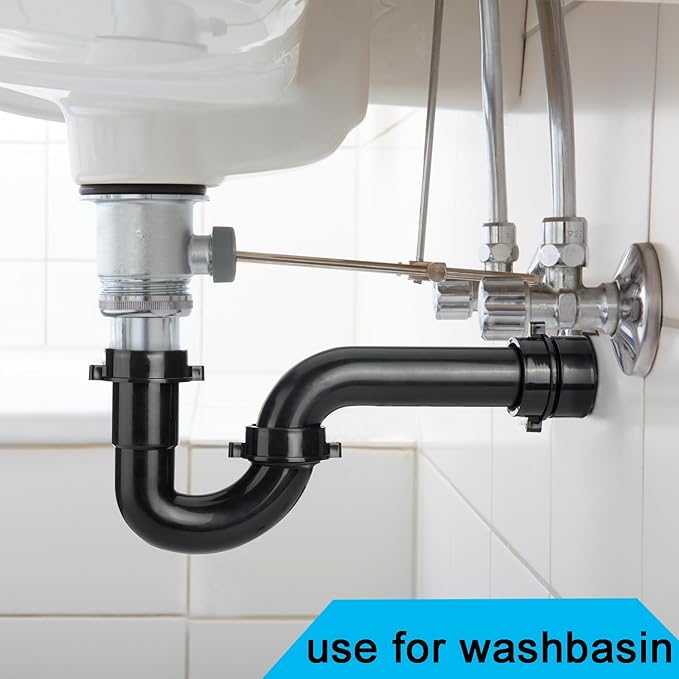 (2 Pack) Yariwiz Black 1-1/2 inch P Trap for Bathroom Kitchen Sink Drain Replacement Tubular Plumbing Pipe Assembly KSD-001B(2 PACK)
