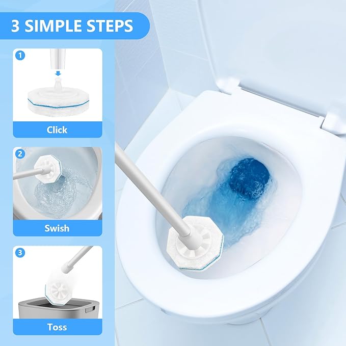 50 Count Disposable Toilet Bowl Wand Refills for Clorox, Upgraded Octagon Replacement Heads Compatible Clorox Toilet Wand Refills for Toilet and Bathroom Cleaning