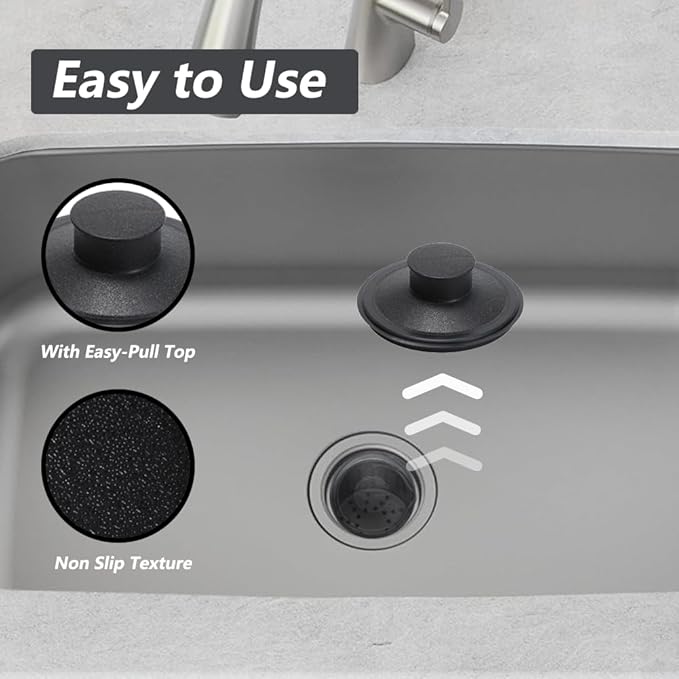 Sink Stopper Exact Replacement for InSinkErator STP-PL/STPPL for Kitchen Drain Stopper and Garbage Disposal Plug, Compatible with Standard 3-1/2" Drains from Kohler, Waste King, Whirlpool, and More