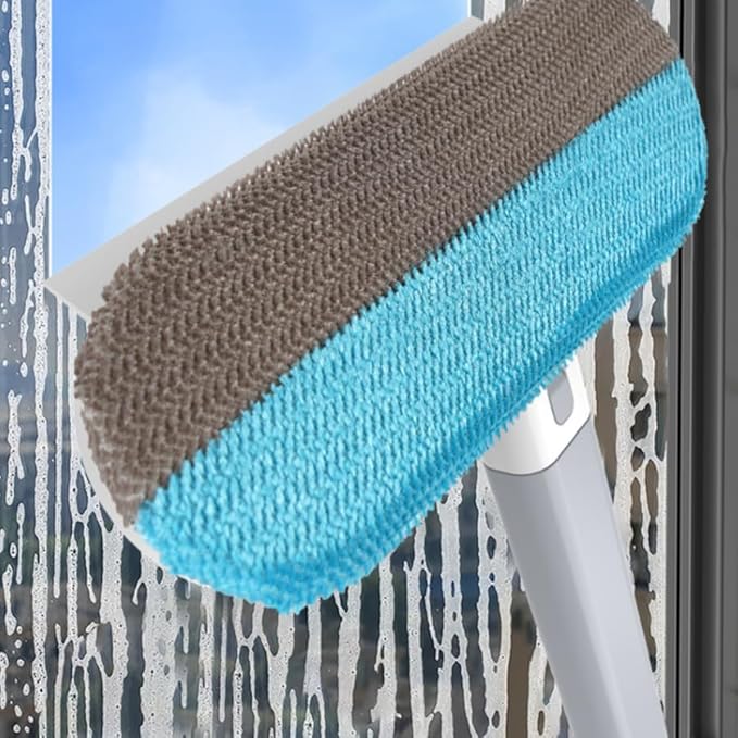Three in One Non-Disassembly Screen Brush, Glass Scraper, Double-Sided Dry and Wet Cleaning Tool, Gap Brush, Multi-Functional (Grey White)