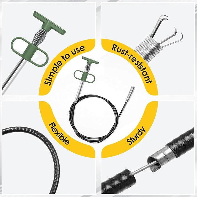 35" Flexible Drain Snake Grabber Tool, Upgraded Hair Clog Remover for Sink, Shower & Bathtub, Easy Reach Plumbing Weasel