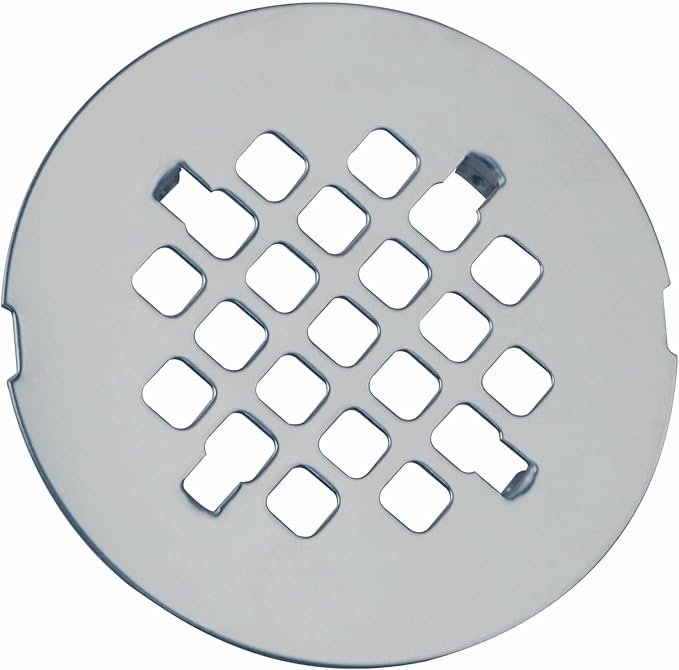 Chrome Plated Snap-in Shower Drain Cover Replacement, Welsan Stainless Steel 4-1/4" OD Round Shower Strainer Grid Easy to Install