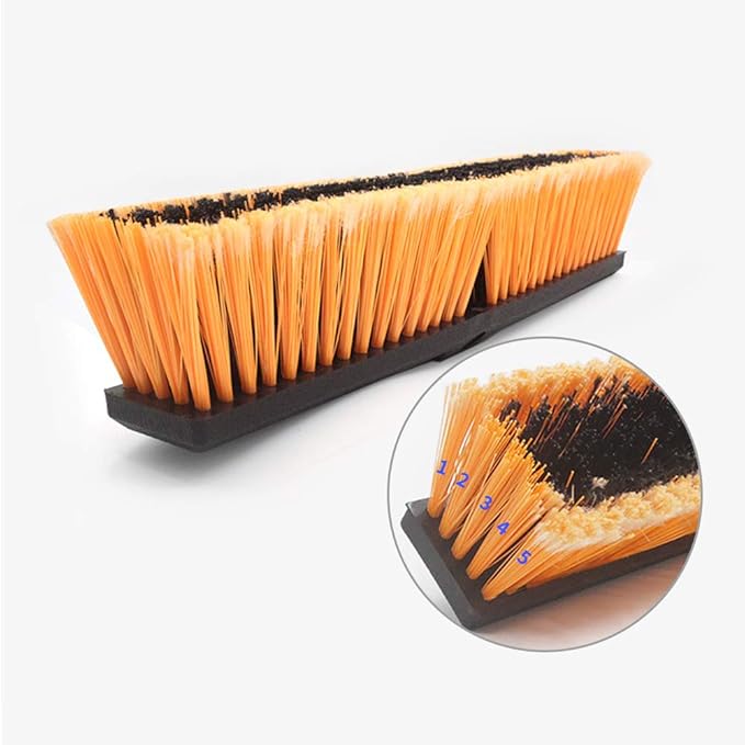 18" Push Broom Heavy Duty Large Outdoor Sweeping Broom Wide Industrial Scrub Brush with Long Handle Commercial for Concrete Floor Shop, Garage, Warehouse, Street, Driveway(Orange