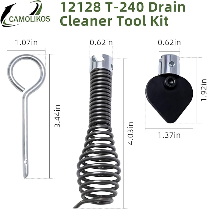 12128 T-240 Drain Cleaner Tool Set 12128 T-240 3-Piece Tool Set Fits for K-400 Drain Cleaning Drum Machine