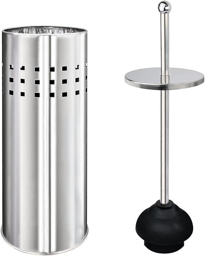 Blue Donuts Toilet Plunger with Holder for Bathroom, Multi Drain Suitable Also for Bathtubs, Quick Dry (Chrome)