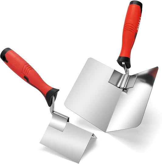 SHALL 2-Piece Drywall Corner Tool Set, 5'' Outside Corner Knife & 3-1/2'' Inside Corner Trowel, Stainless Steel External & Internal Sheetrock Hand Tool for Plastering and Edging, Home & Industrial Use