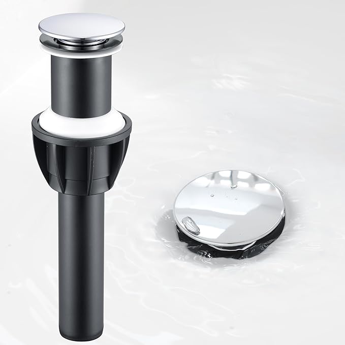 Vessel Sink Drain Without Overflow, Bathroom Pop up Sink Drain Fit for 1 3/4 Inch Vessel Sink, Built-in Anti Clogging Sink Stopper, Chrome