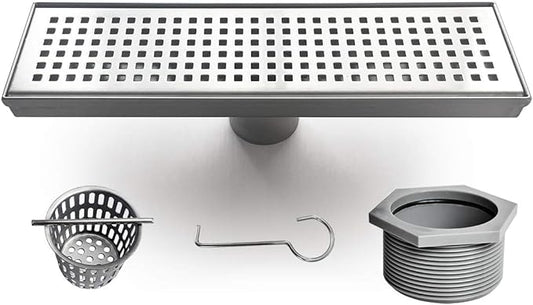 Neodrain 12-Inch Linear Shower Drain with Removable Grate, Professional Brushed 304 Stainless Steel Rectangle Shower Floor Drain Manufacturer, Linear Drain with Hair Strainer