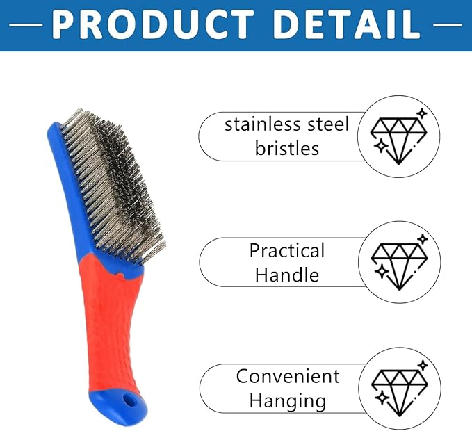 2 PCS Wire Brushes Professional Wire Grill Brushes Wire Cleaner Heavy Duty Stainless Steel Grill Cleaning Wire Brush with Rubber Covered Handle for BBQ Grill Accessories