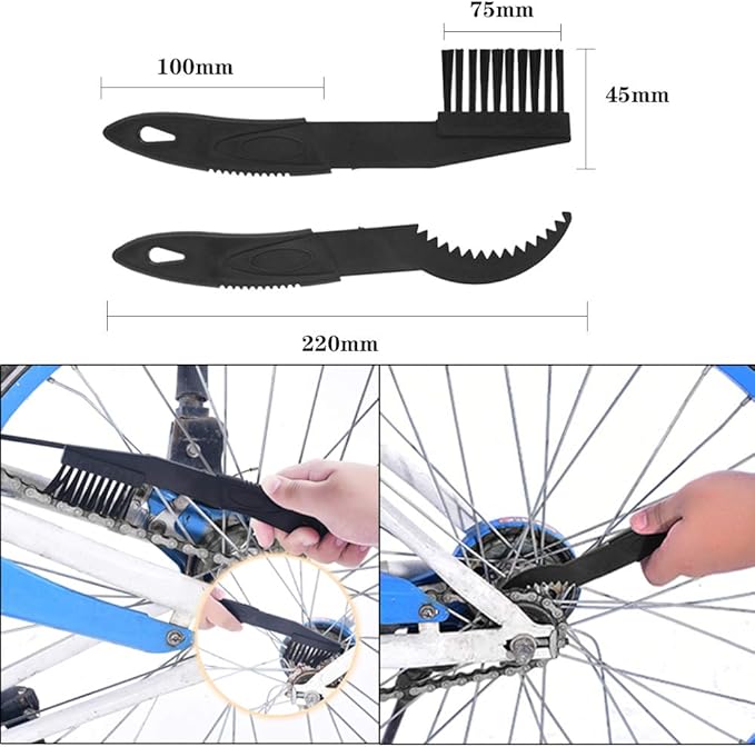 Bike Chain Scrubber Set - Bicycle Chain CLEANING AGENT- 10 OZ Bike Chain Cleaner, Bicycle Durable Chain Gear Wheel Cleaning Brush Kit