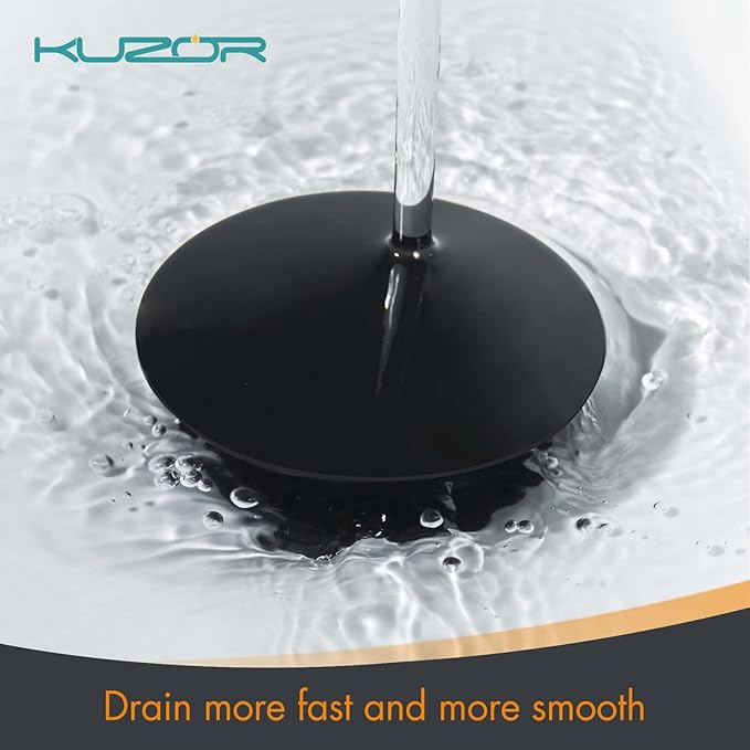 Matte Black Pop Up Bathroom Sink Drain with Overflow - Fits 1-5/8" to 2" Holes, 304 Stainless Steel for Vanity/Vessel Sink