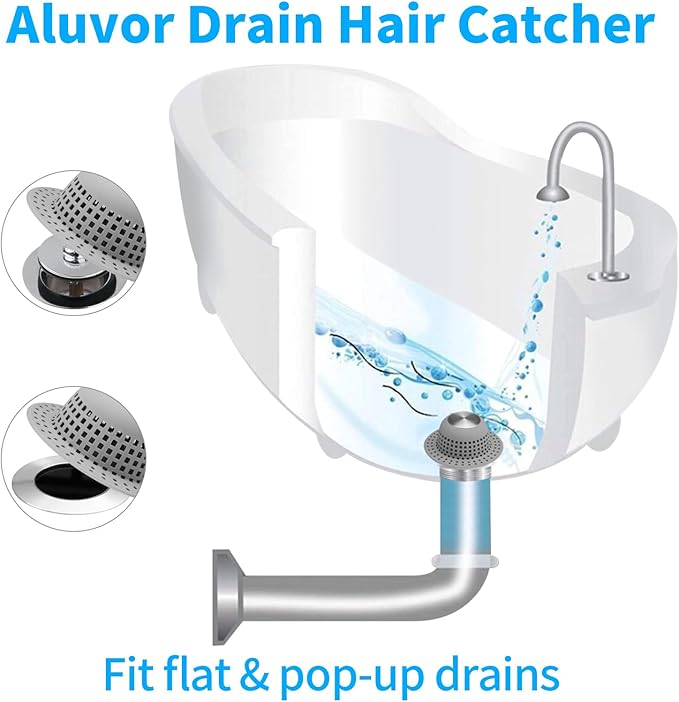 Aluvor Shower Drain Hair Catcher Bathtub Drain Cover Shower Protector for Pop-Up & Regular Drains