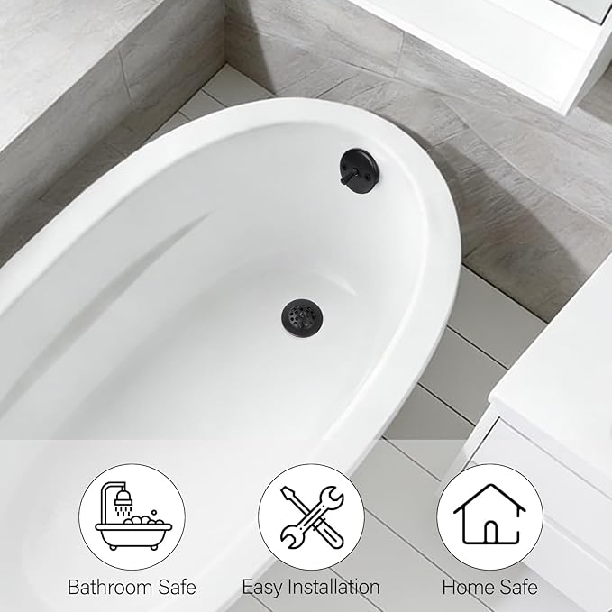 Oil Rubbed Bronze Trip Lever Bathtub Drain Tub Trim Set with Trip Lever Overflow Face Plate Bathroom Tub Drains Replacement Conversion Tub Drain Kit Assembly with Universal Fine & Coarse Thread