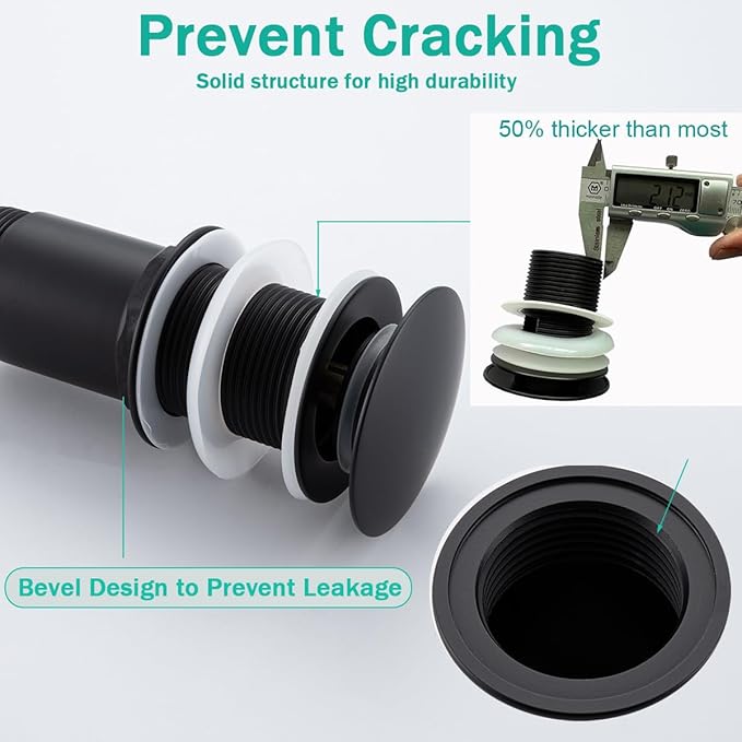 Brass P Trap with Pop Up Drain Stopper,U-Shape 1 1/4 Slip Joint Extension Tub Sink Drain Pipe,12 inch Pipe length Adjustable Height Sink Waste Trap Drain Kit,Matte Black(Without Overflow)