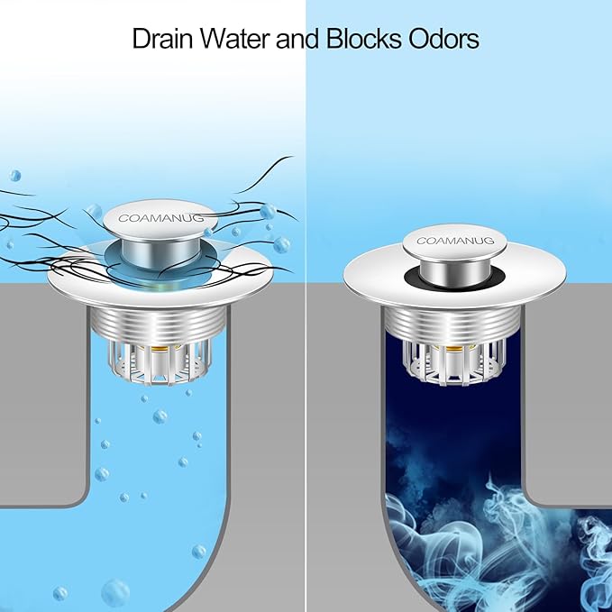 Bathtub Stopper | Shower Drain Hair Catcher, Pop-up Tub Stopper with Strainer | Pop-up Bathtub Drain Plug | Drai Protector for 1-1/2 to 1-3/4" Bath Drain Hole- Pearl Chrome