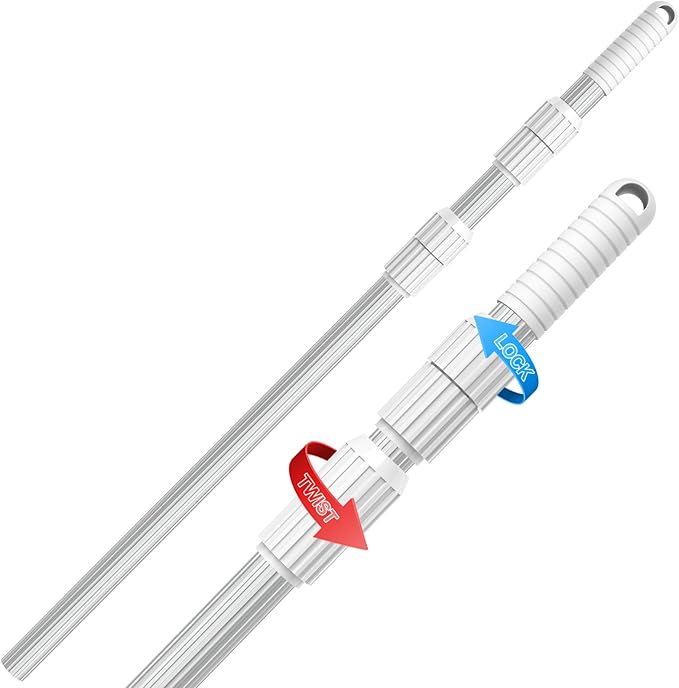 YEECHUN Professional 15 Foot Swimming Pool Pole Telescopic Aluminum Fits Pool Net Skimmer Rake Vacuum Head Brush Cleaning Equipment Heavy Duty,for Skimmer Nets, Vacuum Heads and Brushes