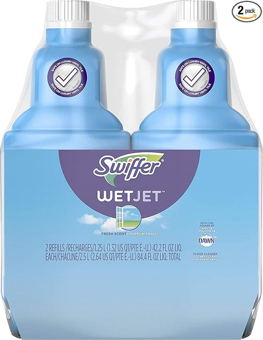 Swiffer WetJet Floor and Hardwood Multi-Surface Cleaner Solution Refills, Open Window Fresh Scent, 1.25L (Pack of 2)