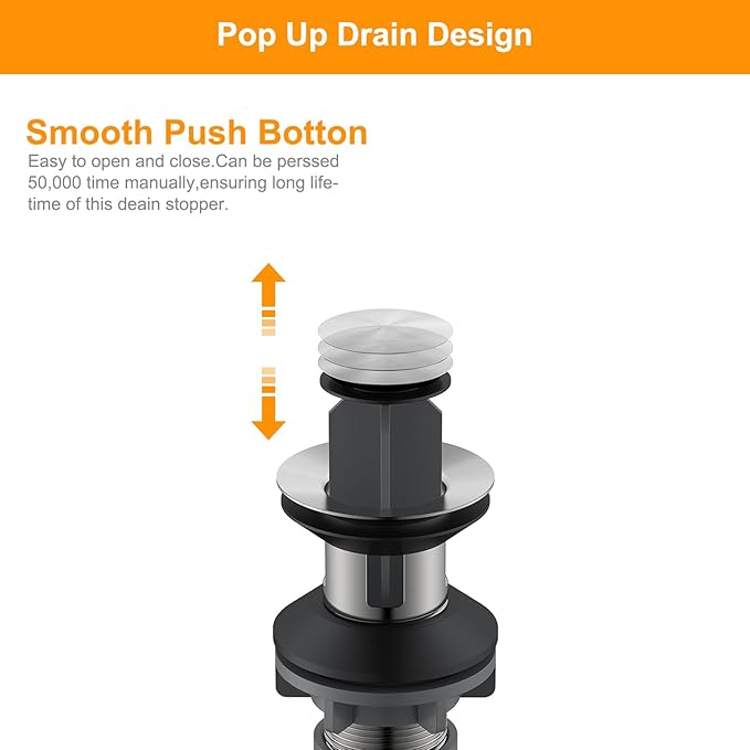 Pop-up Sink Drain Stopper with Lift Rod - Universal Bathroom Sink Drain Kit for Lavatory & Vanity Sink with Overflow, Fit Most US Drains (Chrome)