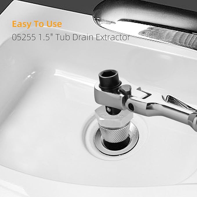 1.5'' Tub Drain Extractor, Remove the 1.5-inch Old, Broken, Stubborn, Rusted Drain Tub Bathtub Remover, Strong Grab Plumbing 1PACK（ 05255 1.5" ）