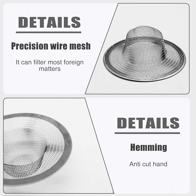 Shower Hair Drain Catcher, Stainless Steel Hair Catcher for Sink Bathroom Tub Drain Hair Catcher 2 Pcs by Lechay (4.33 inch 2pcs)