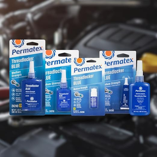 Permatex 24200 Medium Strength Threadlocker Blue, 6 ml, Automotive Threadlocker For Preventing Bolts From Loosening And Corrosion, Removable With Hand Tools