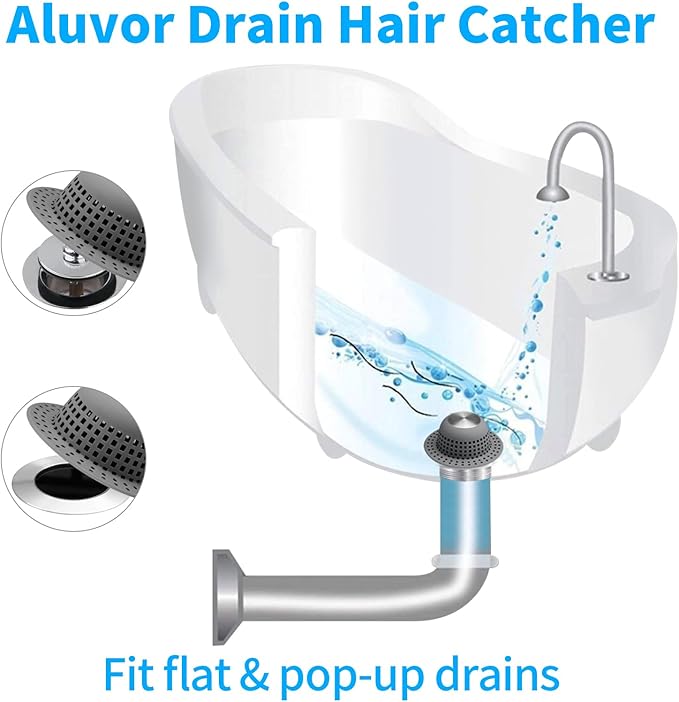 Aluvor Shower Drain Hair Catcher Bathtub Drain Cover Shower Protector for Pop-Up & Regular Drains