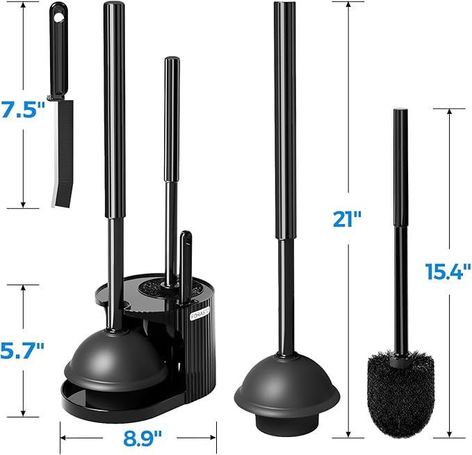 3Pack 3 in 1 Toilet Brush and Plunger Set,Toilet Bowl Brush Plunger Set,Toilet Brush Plunger Combo,Cleaning Brush,Cleaning Supplies, Crevice Cleaning Brush, Bathroom Cleaning Tools